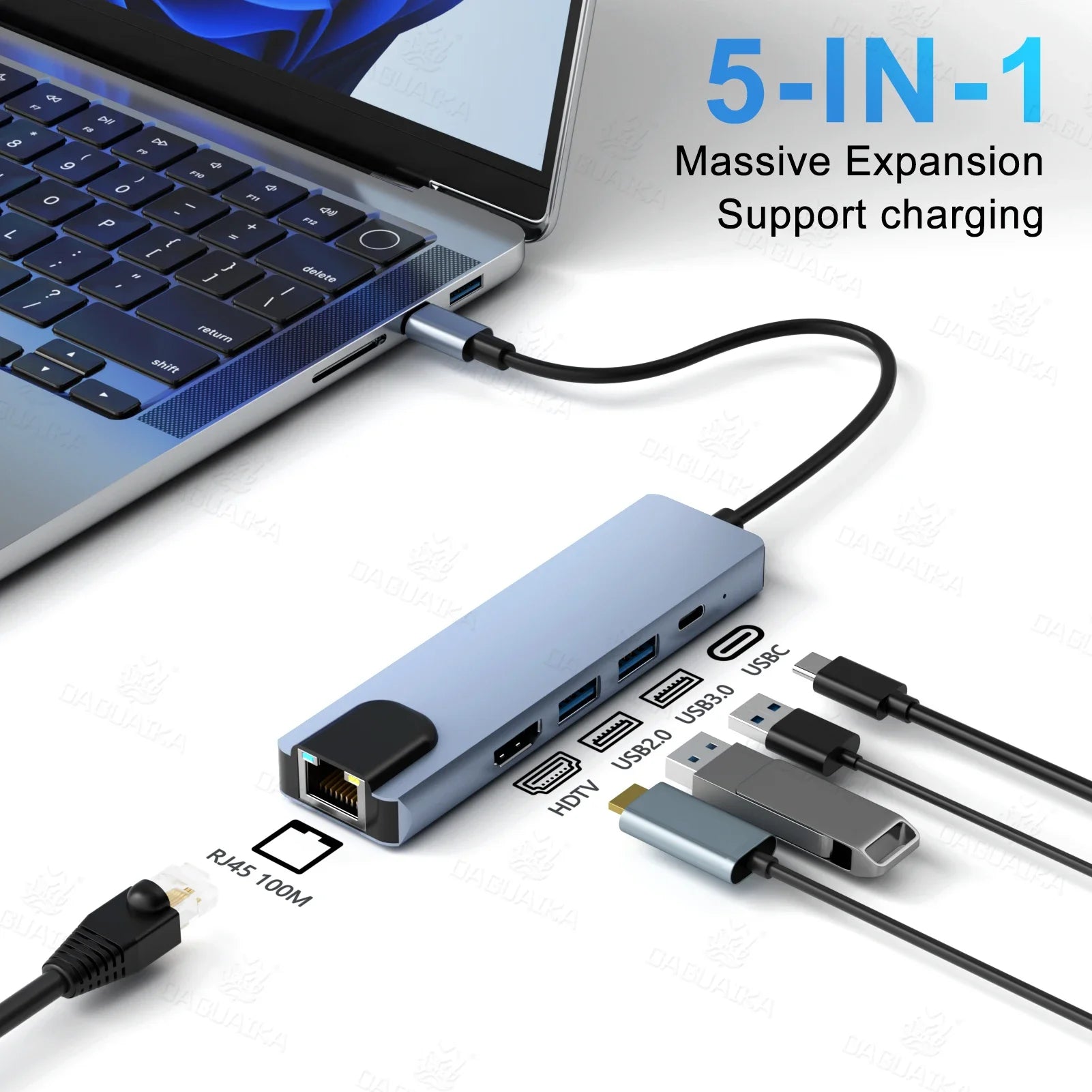 Hub USB-C 8 em 1 Ultra Dock Station – Expansor Pro 4K HDMI, Rede RJ45 de Alta Velocidade