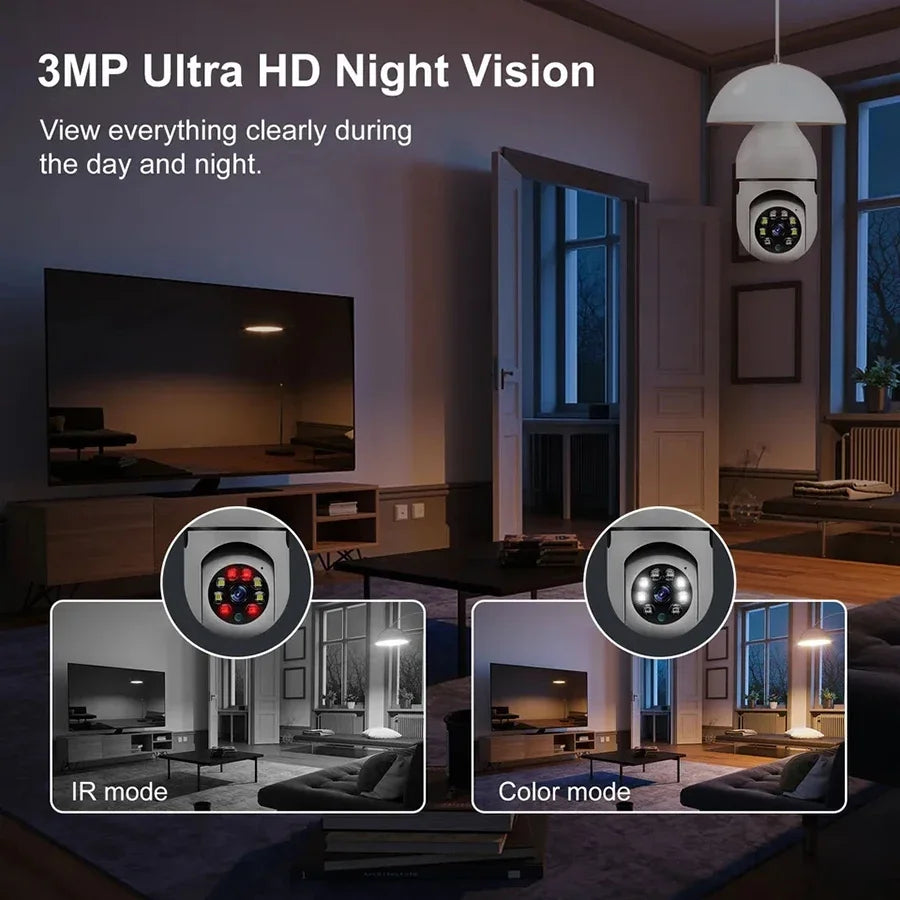 Câmera de Segurança Lâmpada 360° Wi-Fi – Monitoramento Inteligente Full HD