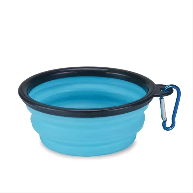 Tigela Retrátil Dobrável para Ração e Água Pet com Mosquetão (Pote Portátil de Viagem)
