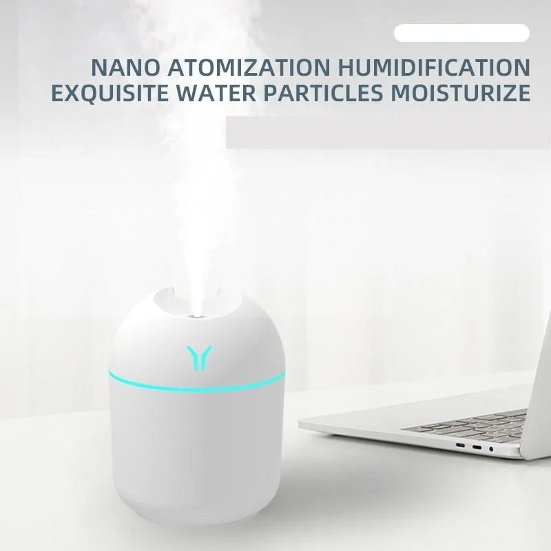Mini Umidificador e Difusor de Aromas Portátil com LED (modelo cilíndrico/oval clássico)