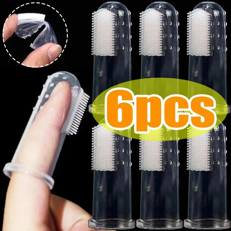 Kit Dedeira de Silicone Pet para Higiene Bucal e Controle de Tártaro (Com Estojo Protetor)