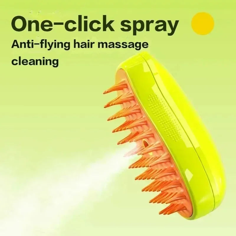 Escova Tira-Pelos a Vapor com Spray Elétrico 3 em 1 PetGroomer