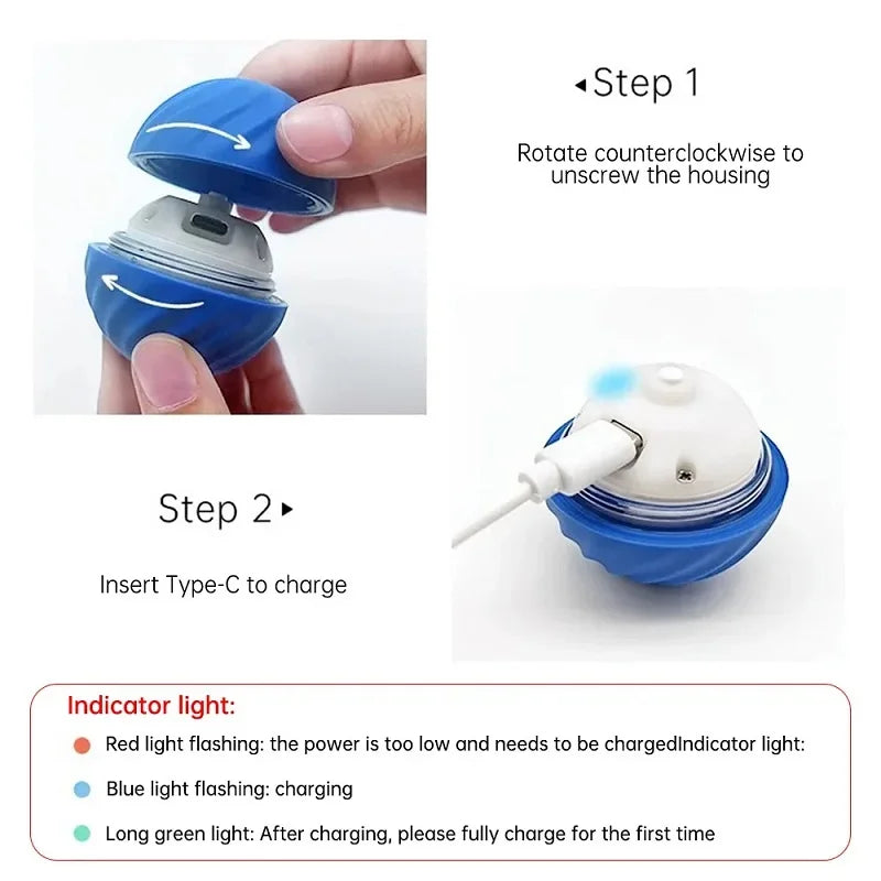 Bolinha Inteligente Interativa para Pets com Movimentos Automáticos, Quiques e Carregamento USB