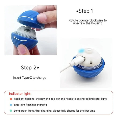 Bolinha Inteligente Interativa para Pets com Movimentos Automáticos, Quiques e Carregamento USB