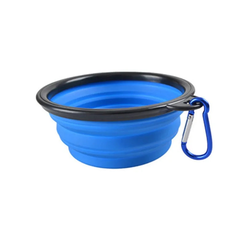 Tigela Retrátil Dobrável para Ração e Água Pet com Mosquetão (Pote Portátil de Viagem)