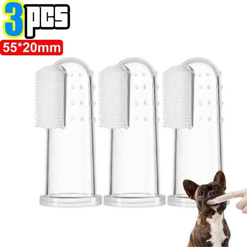 Kit Dedeira de Silicone Pet para Higiene Bucal e Controle de Tártaro (Com Estojo Protetor)