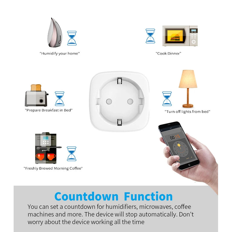 Tomada Inteligente Wi-Fi Smart Plug 16A – Compatível com Alexa e Google Home