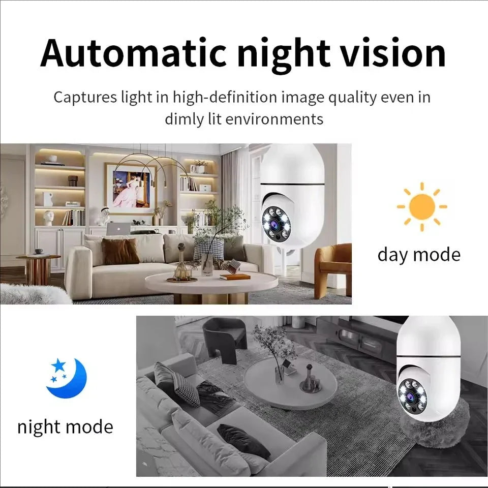 Câmera de Segurança Lâmpada 360° Wi-Fi – Monitoramento Inteligente Full HD