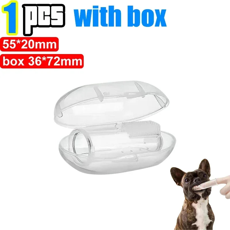 Kit Dedeira de Silicone Pet para Higiene Bucal e Controle de Tártaro (Com Estojo Protetor)