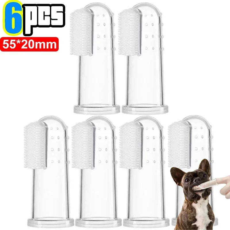 Kit Dedeira de Silicone Pet para Higiene Bucal e Controle de Tártaro (Com Estojo Protetor)