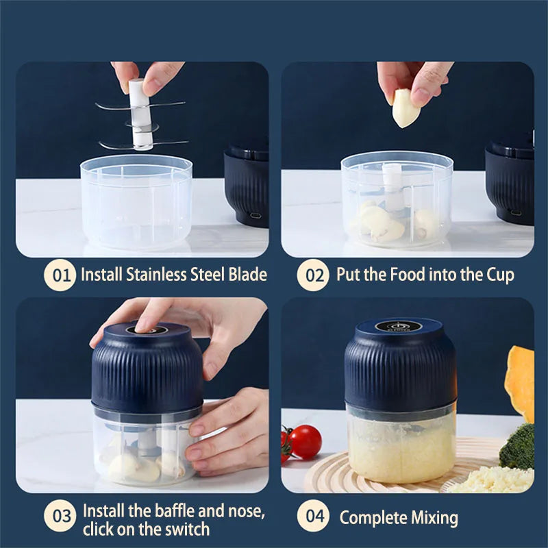 Mini Processador de Alimentos Sem Fio NeoSmart - Recarregável USB
