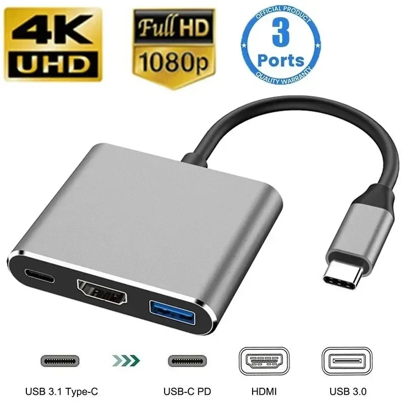 Hub USB-C 8 em 1 Ultra Dock Station – Expansor Pro 4K HDMI, Rede RJ45 de Alta Velocidade