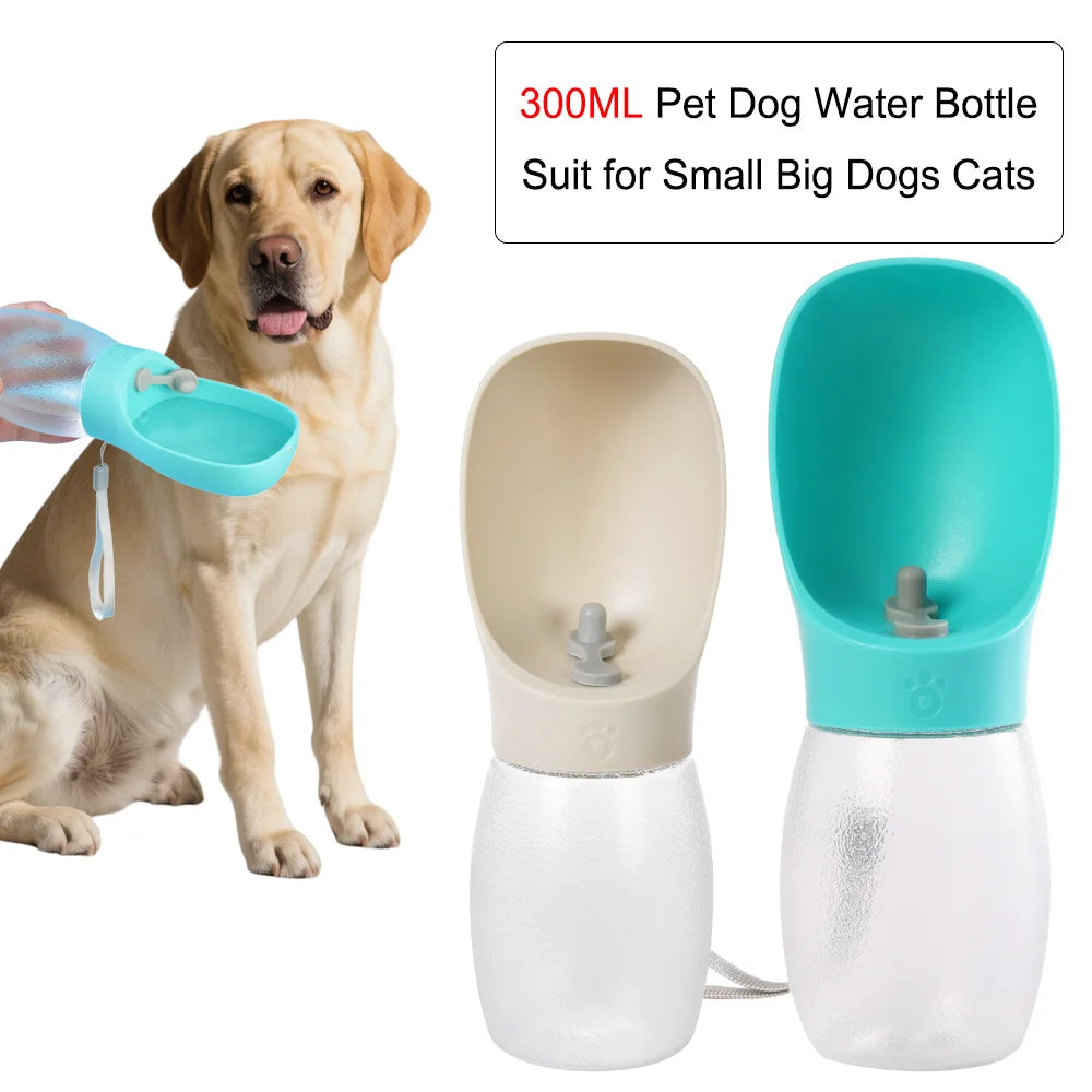 Garrafa de Água Portátil 2 em 1 com Bebedouro Acoplado para Passeios Pet (300ml)