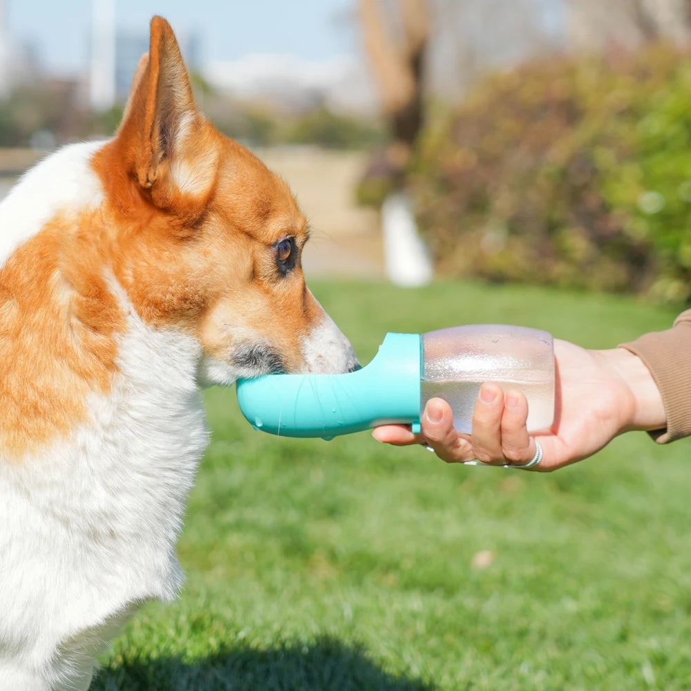 Garrafa de Água Portátil 2 em 1 com Bebedouro Acoplado para Passeios Pet (300ml)