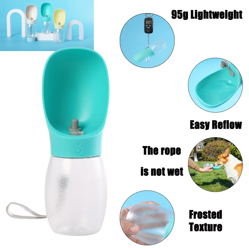 Garrafa de Água Portátil 2 em 1 com Bebedouro Acoplado para Passeios Pet (300ml)