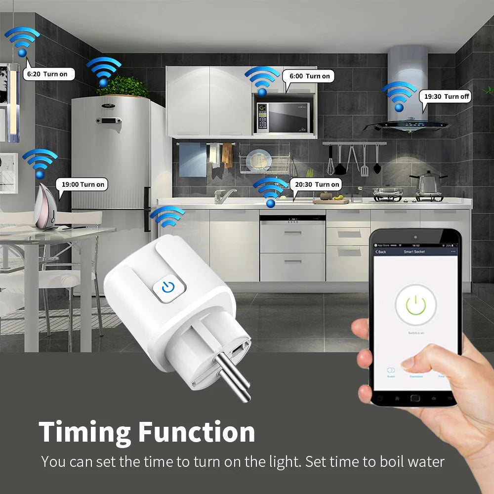 Tomada Inteligente Wi-Fi Smart Plug 16A – Compatível com Alexa e Google Home