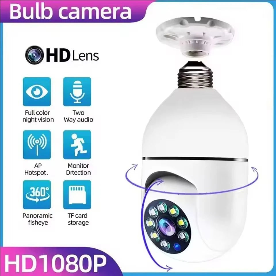 Câmera de Segurança Lâmpada 360° Wi-Fi – Monitoramento Inteligente Full HD