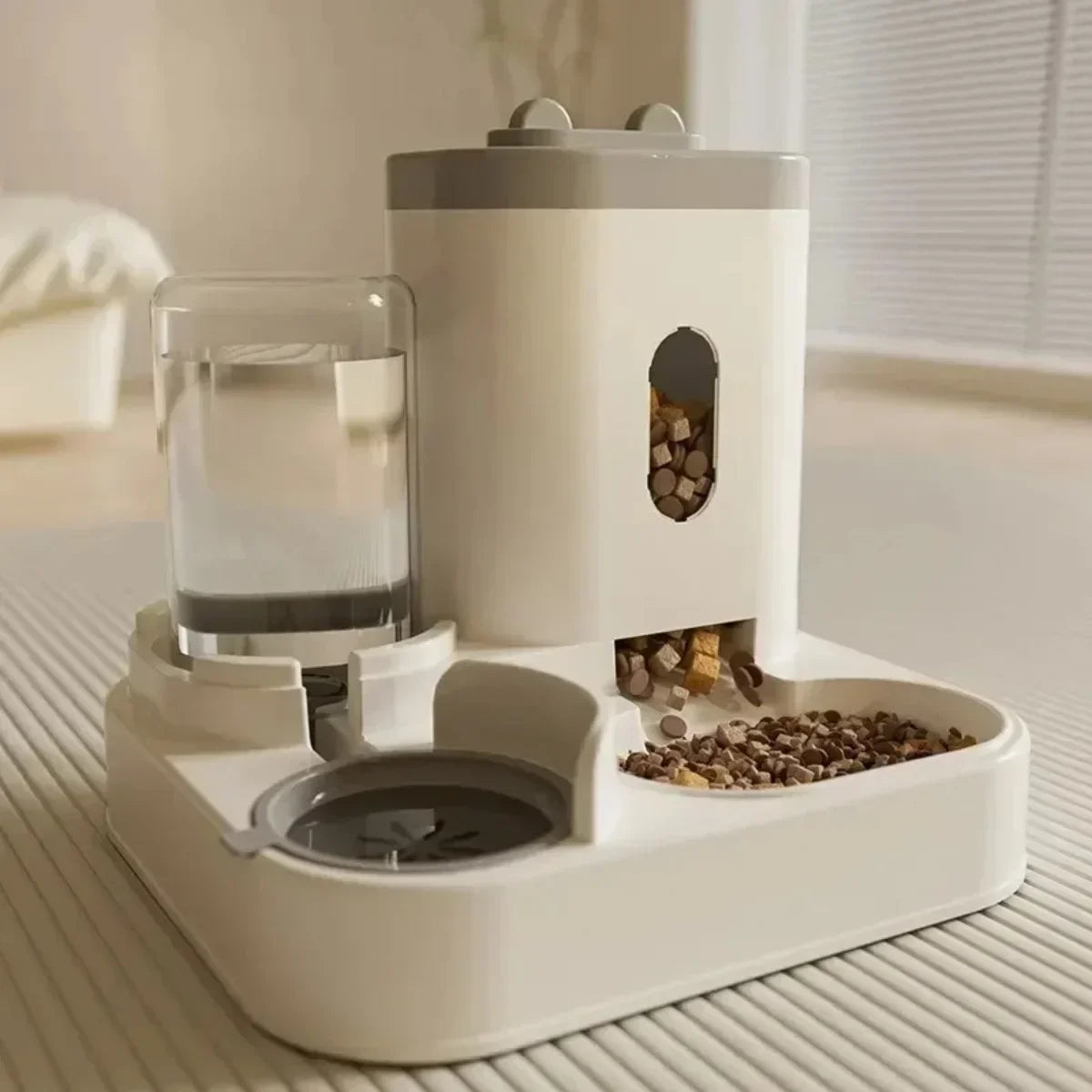 Dispensador de Ração e Água Automático 2 em 1 com Bebedouro Tipo Fonte (Grande Capacidade)