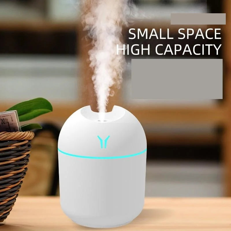 Mini Umidificador e Difusor de Aromas Portátil com LED (modelo cilíndrico/oval clássico)