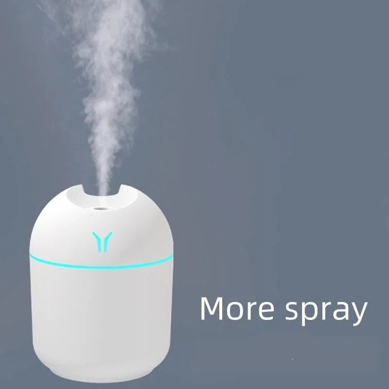 Mini Umidificador e Difusor de Aromas Portátil com LED (modelo cilíndrico/oval clássico)