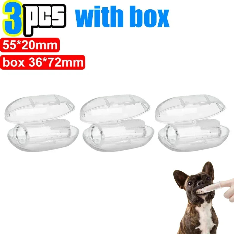 Kit Dedeira de Silicone Pet para Higiene Bucal e Controle de Tártaro (Com Estojo Protetor)