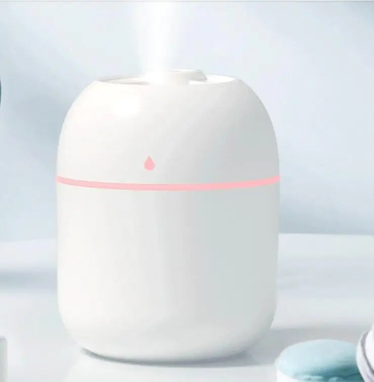 Mini Umidificador e Difusor de Aromas Portátil com LED (modelo cilíndrico/oval clássico)