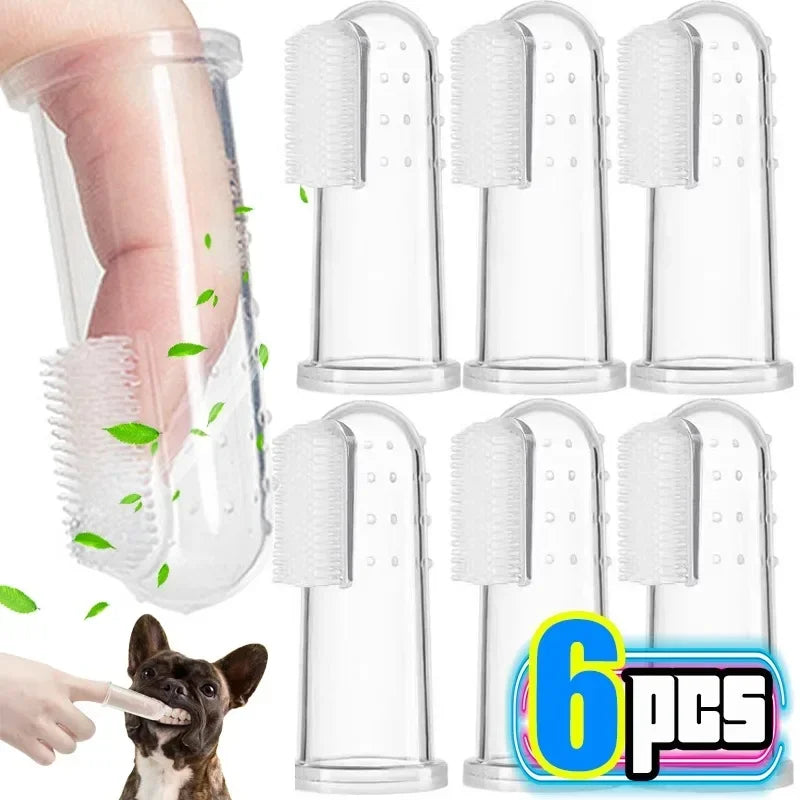 Kit Dedeira de Silicone Pet para Higiene Bucal e Controle de Tártaro (Com Estojo Protetor)