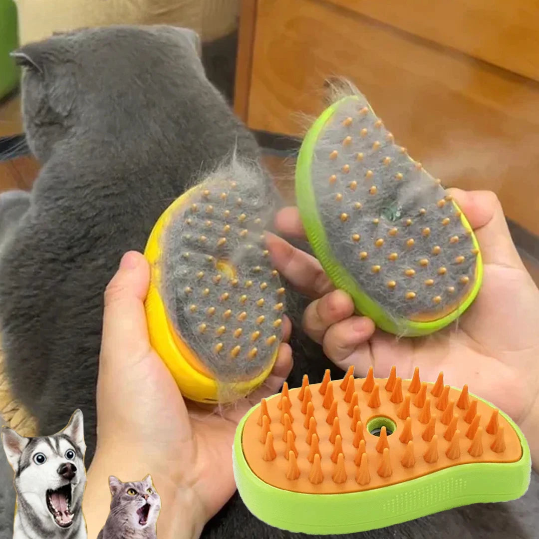 Escova Tira-Pelos a Vapor com Spray Elétrico 3 em 1 PetGroomer