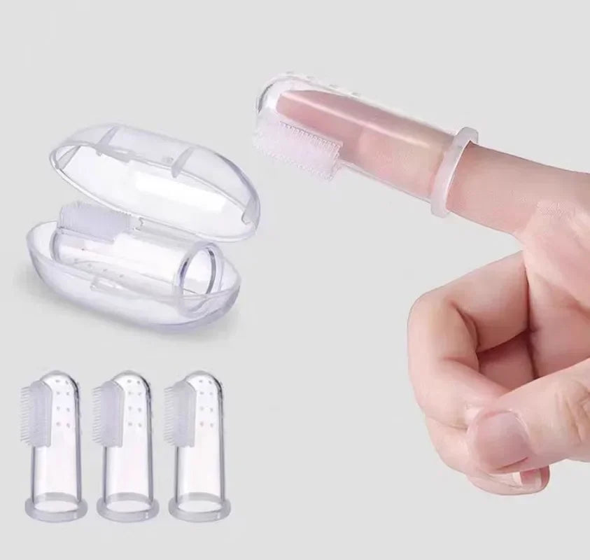 Kit Dedeira de Silicone Pet para Higiene Bucal e Controle de Tártaro (Com Estojo Protetor)