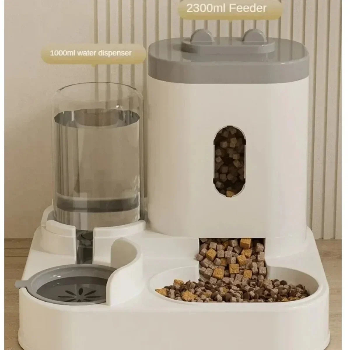 Dispensador de Ração e Água Automático 2 em 1 com Bebedouro Tipo Fonte (Grande Capacidade)