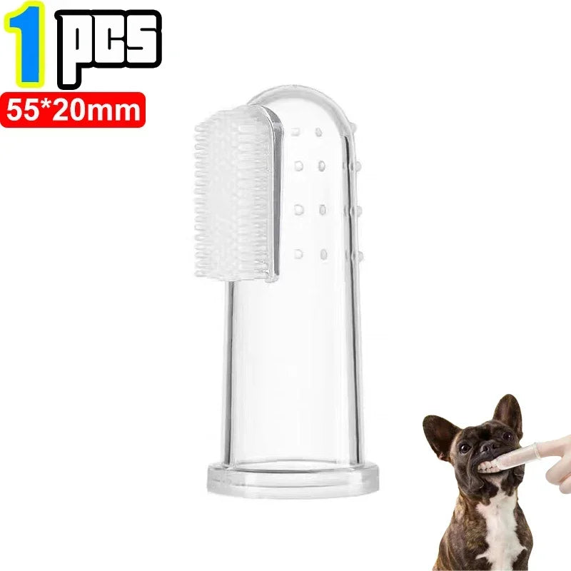 Kit Dedeira de Silicone Pet para Higiene Bucal e Controle de Tártaro (Com Estojo Protetor)