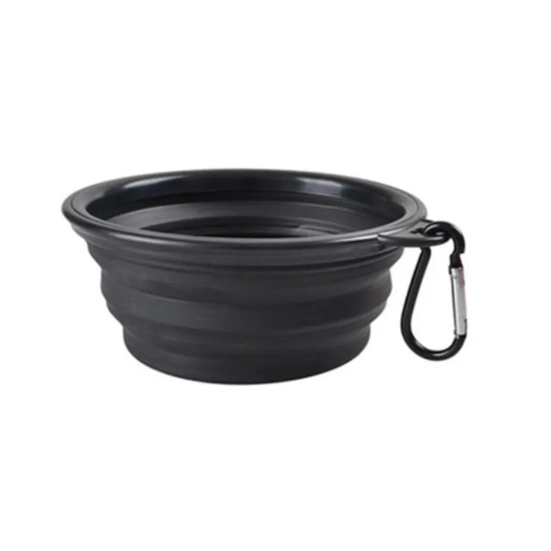 Tigela Retrátil Dobrável para Ração e Água Pet com Mosquetão (Pote Portátil de Viagem)