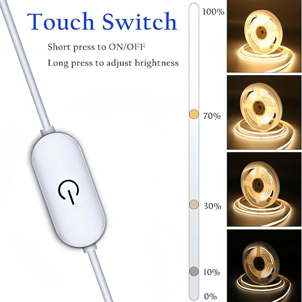Fita de LED Smart COB - Efeito Neon Contínuo com Dimmer Inteligente