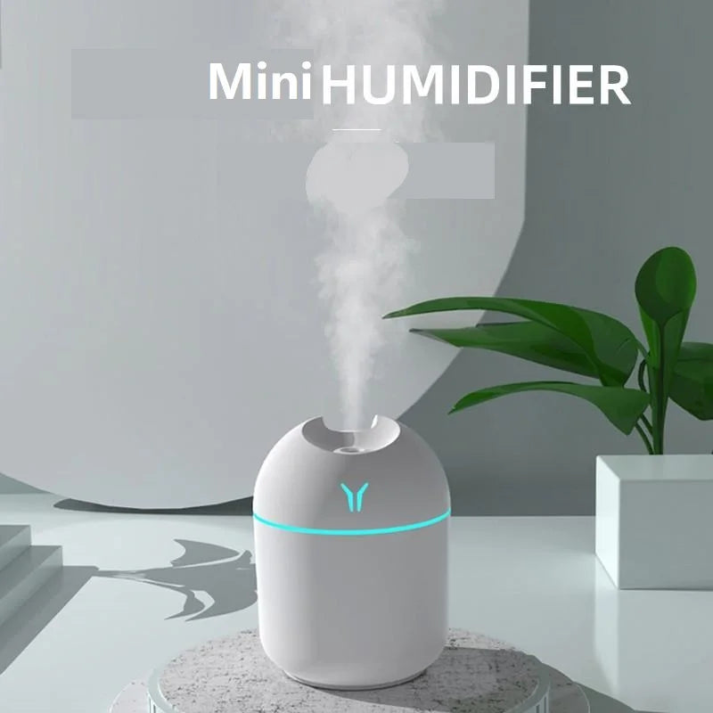 Mini Umidificador e Difusor de Aromas Portátil com LED (modelo cilíndrico/oval clássico)